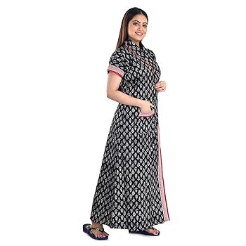 bellamy Women's Pure Cotton Printed House Coat,Front Open